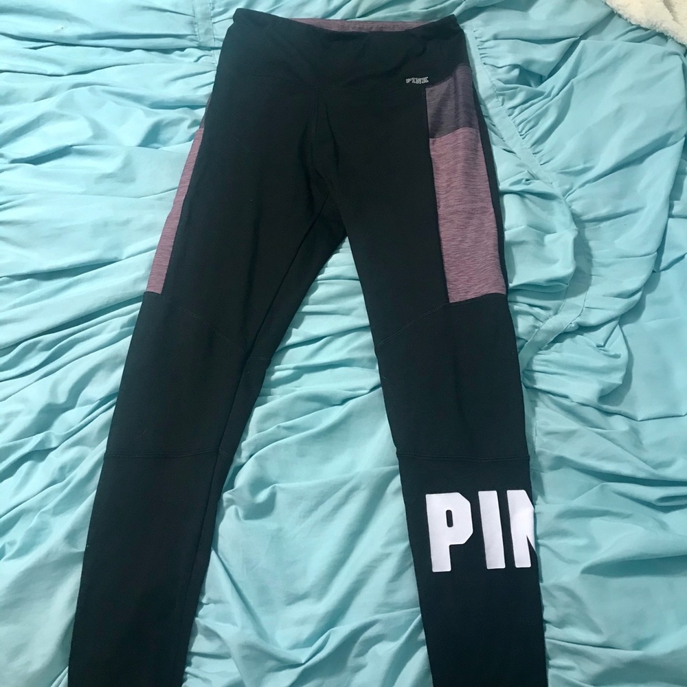VS Pink, black and maroon leggings